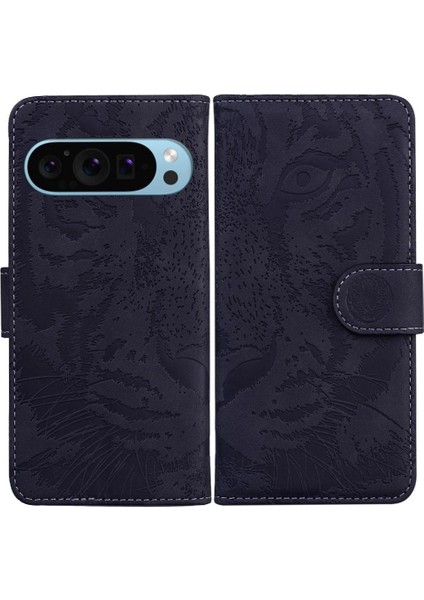 Google Piksel 9 Kickstand Koruyucu Kabartmalı Sevimli Kaplan Için Flip Case (Yurt Dışından)