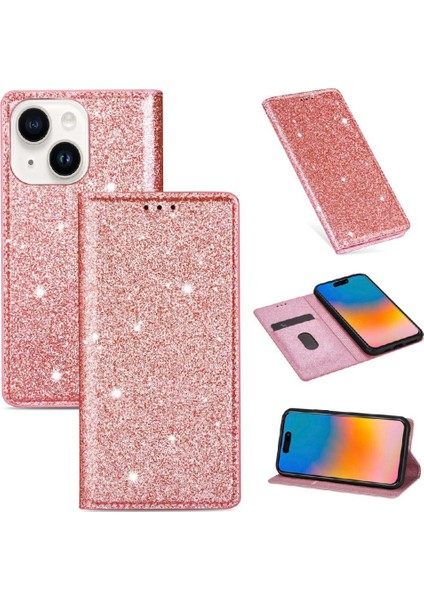 IPhone 15 Için Glitter Flip Case Artı Kart Tutucu Flip Case Cüzdan Pu (Yurt Dışından)