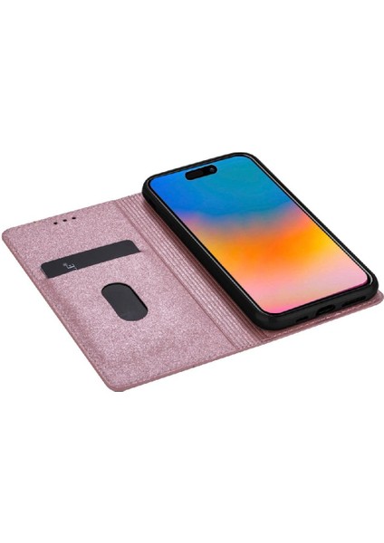 IPhone 15 Için Glitter Flip Case Artı Kart Tutucu Flip Case Cüzdan Pu (Yurt Dışından)