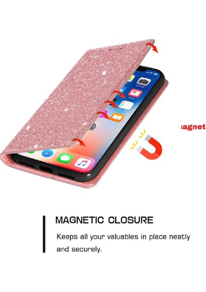 IPhone 15 Için Glitter Flip Case Artı Kart Tutucu Flip Case Cüzdan Pu (Yurt Dışından)