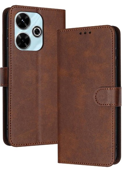 Toka Saf Renk Kickstand Pu ile Xiaomi Poco M6 4g Için Flip Case (Yurt Dışından)