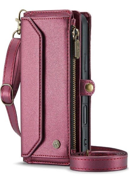 IPhone 16 Için Crossbody Durumda Fermuar Faturaları Yuvası Rfıd Engelleme Cüzdan Kılıf (Yurt Dışından)