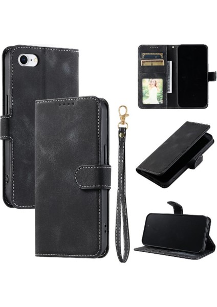 IPhone 7/8 Için Flip Case Bilek Kayışı Cüzdan Kart Yuvaları Pu Deri Manyetik (Yurt Dışından) indirimleri
