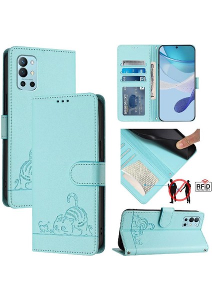 Oneplus 8t Için Kılıf Cüzdan Kapak Çevirin Kart Yuvası Tutucu Kickstand Kedi Rfıd (Yurt Dışından)