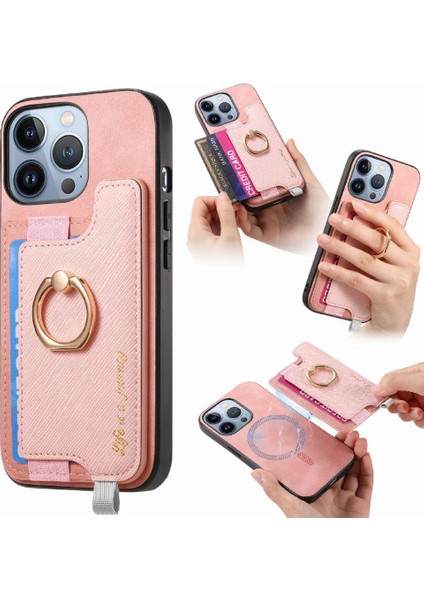 IPhone 14 Için Kılıf Pro Cüzdan Manyetik Magsafe Uyumlu Halka Standı (Yurt Dışından)