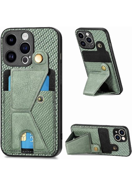IPhone 15 Için Kılıf Pro Standı Fonksiyonu Kart Sahibi Manyetik Tasarım Braketi (Yurt Dışından)