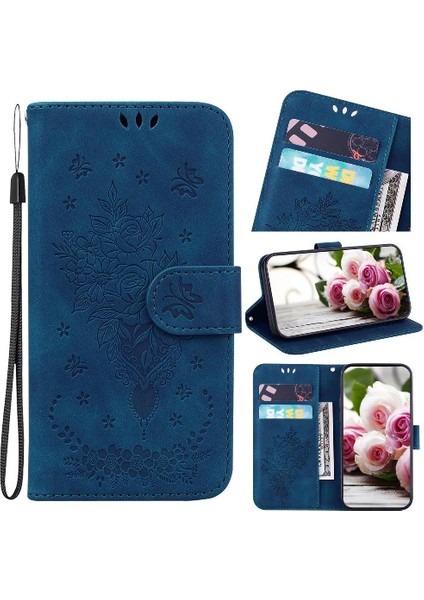 Google Piksel 9 Pro Xl Kabartma Gül Çiçekler Flip Pu Deri Kapak Için Kılıf (Yurt Dışından)