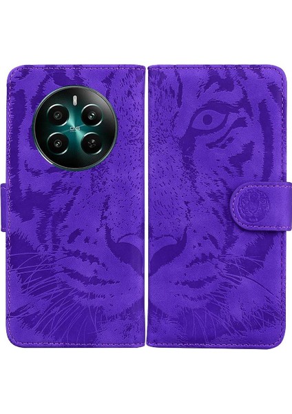 Realme 12 Artı Deri Cüzdan Kickstand Koruyucu Kabartmalı Için Flip Case (Yurt Dışından)