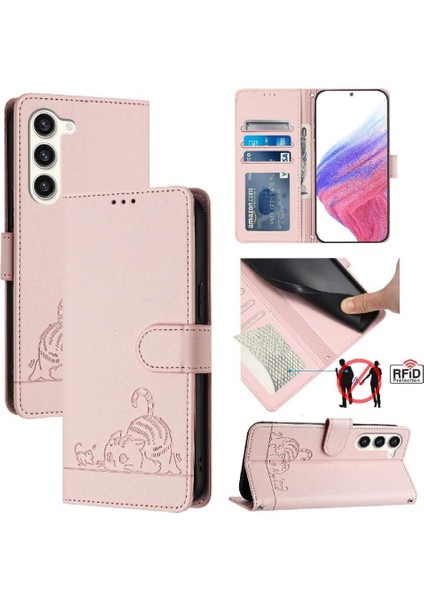 Samsung Galaxy S23 Artı Kart Yuvası Tutucu Için Kickstand Kedi Rfıd Flip (Yurt Dışından)