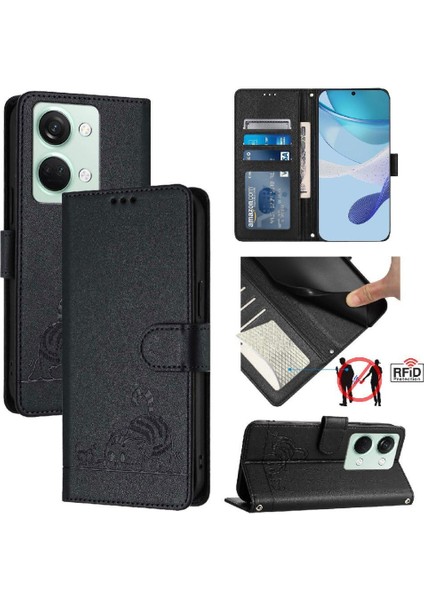 Oneplus Nord 3 Için Kılıf Cüzdan Kapak Çevirin Kart Yuvası Tutucu Kickstand Kedi (Yurt Dışından)