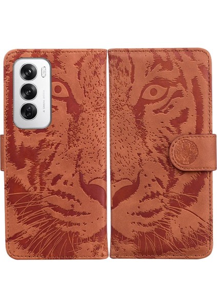 Oppo Oppo 12 5g Için Flip Case Kabartmalı Sevimli Kaplan Kickstand Koruyucu (Yurt Dışından)