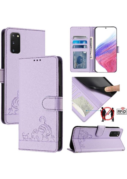 Samsung Galaxy S20 Kart Yuvası Tutucu Için Kickstand Kedi Rfıd Cüzdan (Yurt Dışından)