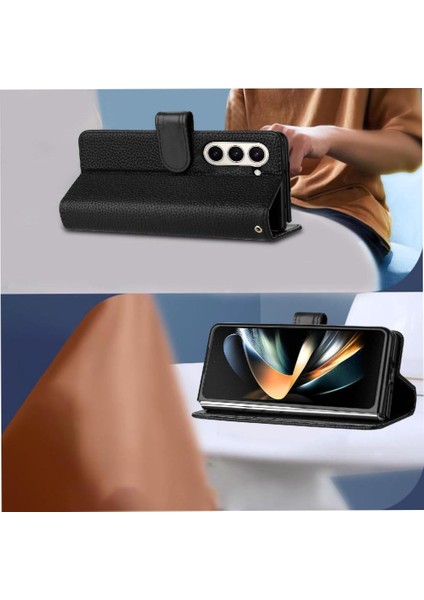 Samsung Galaxy Z Için Telefon Kılıfı Fold 6 Cüzdan Pu Deri Litchi Desen (Yurt Dışından) fiyatları