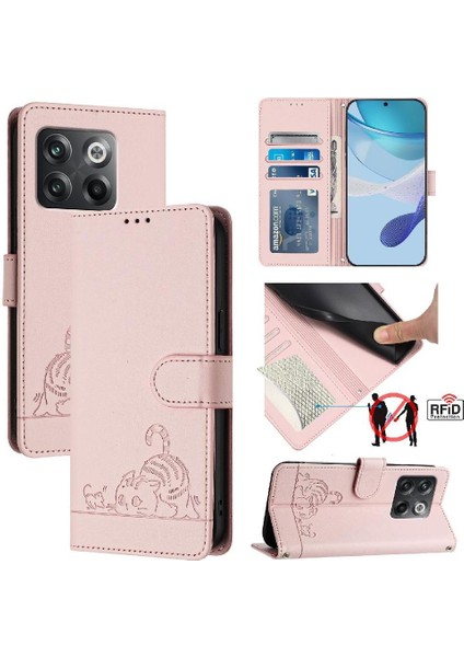 Oneplus 10T 5g Için Kılıf Cüzdan Kapak Çevirin Kart Yuvası Tutucu Kickstand Kedi (Yurt Dışından) indirimleri