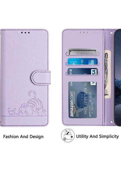 SZY Market Samsung Galaxy S10 Lite Kedi Rfıd Cüzdan Kapak Çevirin Kart Yuvası (Yurt Dışından)