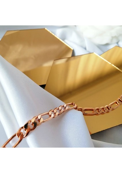 Kadın Vip Çelik Gold Figaro Bileklik 20 cm fiyatları