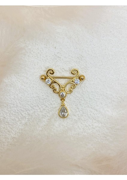 Cerrahi Çelik Altın Rengi Göğüs Ucu Piercing Küpe