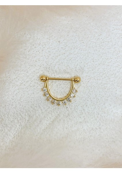 Cerrahi Çelik Altın Rengi Göğüs Ucu Piercing Küpe