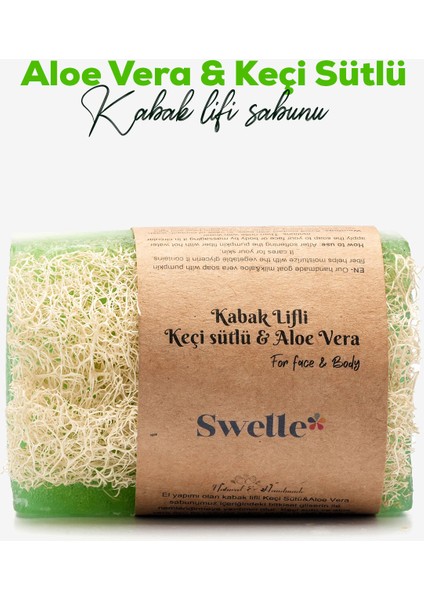 Doğal El Yapımı Kabak Lifli Aloe Vera & Keçi Sütü Özlü Sabun