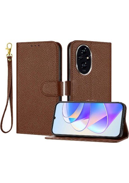 Onur Için Telefon Kılıfı 200 Pu Deri Cüzdan Litchi Desen Flip Folio Kart (Yurt Dışından)