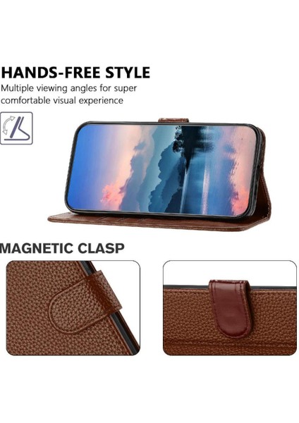 Onur Için Telefon Kılıfı 200 Pu Deri Cüzdan Litchi Desen Flip Folio Kart (Yurt Dışından)