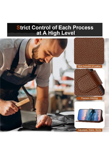 Onur Için Telefon Kılıfı 200 Pu Deri Cüzdan Litchi Desen Flip Folio Kart (Yurt Dışından)