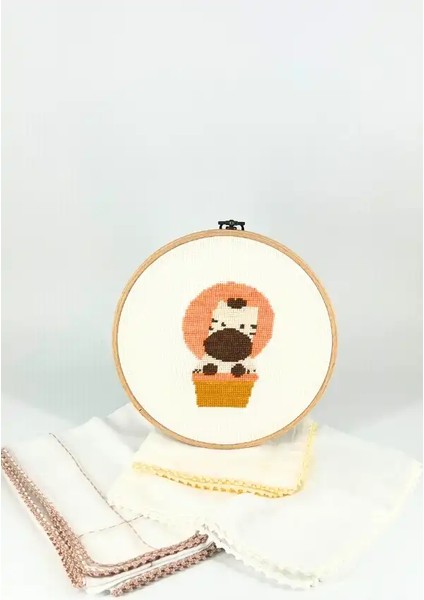 Zebra Kanaviçe Dekoratif Pano – Retro Renkli Tülbent Müslin Set