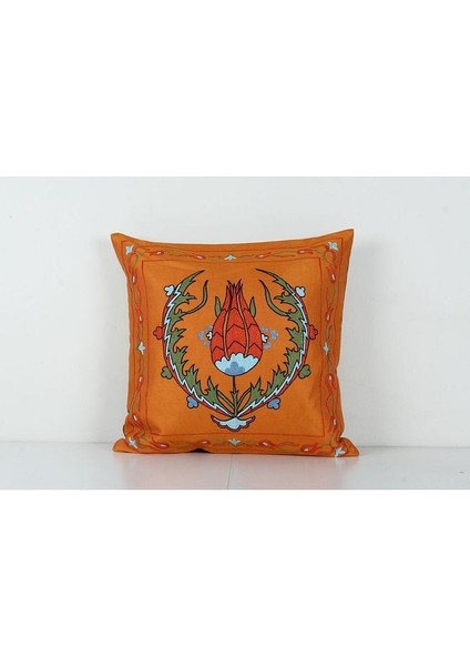 Çiçek Desenli Etnik Suzani Kırlent Kılıfı El Dokuma Kırlent Kılıf 50 x 50 cm