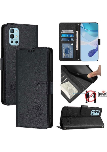 Oneplus 8t Için Kılıf Cüzdan Kapak Çevirin Kart Yuvası Tutucu Kickstand Kedi Rfıd (Yurt Dışından)
