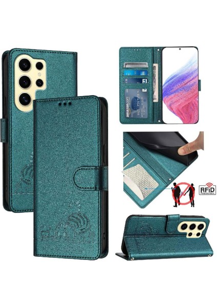 Samsung Galaxy S24 Ultra Cüzdan Kapak Çevirin Kart Yuvası Tutucu Kedi (Yurt Dışından) indirimleri