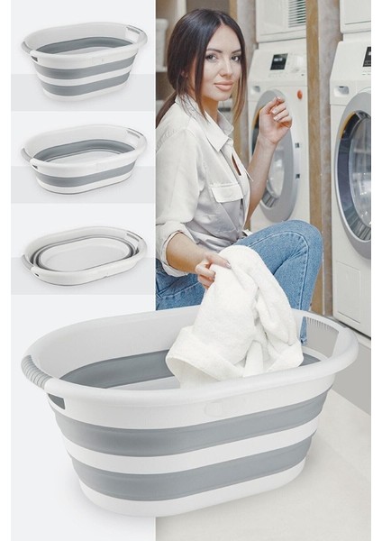 Katlanabilir 38 Litre Plastik Çamaşır Sepeti, Gri Renk, Pratik ve Hafif Tasarım modelleri