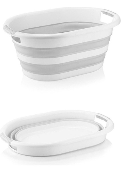 Katlanabilir 38 Litre Plastik Çamaşır Sepeti, Gri Renk, Pratik ve Hafif Tasarım indirimleri