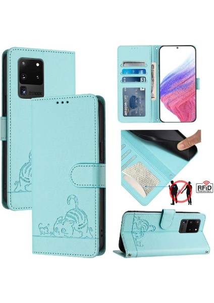 Samsung Galaxy S20 Ultra Cüzdan Kapak Çevirin Kart Yuvası Tutucu Kedi (Yurt Dışından) indirimleri
