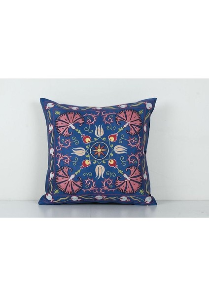Çiçek Desenli Etnik Suzani Kırlent Kılıfı El Dokuma Kırlent Kılıf 50 x 50 cm