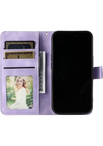 Xiaomi Poco M6 4g Manyetik Kickstand Bilek Kayışı Pu Deri Için Flip Case (Yurt Dışından)