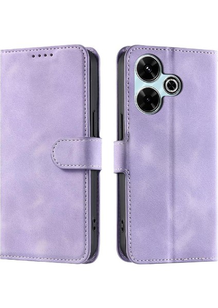 Xiaomi Poco M6 4g Manyetik Kickstand Bilek Kayışı Pu Deri Için Flip Case (Yurt Dışından)