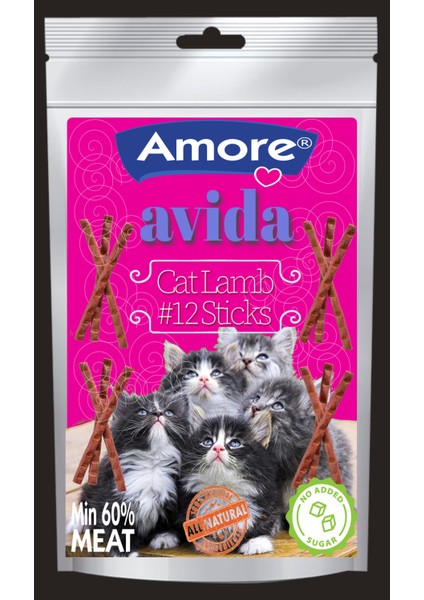 Avida 12'li Kuzu New Story Mix Stick Kedi 9 Paket 3 x 5 gr Ödül Çubukları Maması