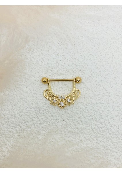 Cerrahi Çelik Altın Rengi Göğüs Ucu Piercing Küpe