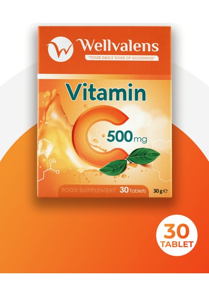 Vitamin C 500 mg Tablet – Günlük Direnç ve Enerji Desteği | 30 Tablet