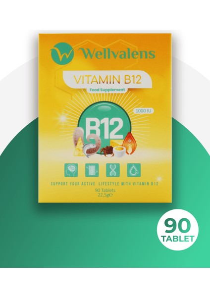 B12 Vitamin 1000 mcg Tablet – Günlük Enerji ve Destek | 90 Tablet