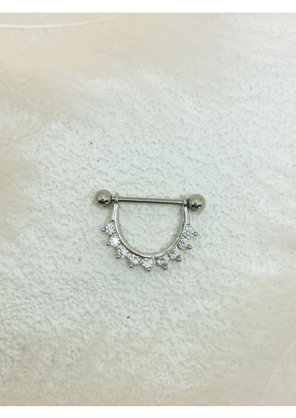 Cerrahi Çelik Gümüş Rengi Göğüs Ucu Piercing Küpe