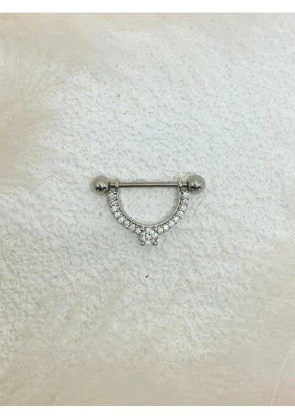 Cerrahi Çelik Gümüş Rengi Göğüs Ucu Piercing Küpe