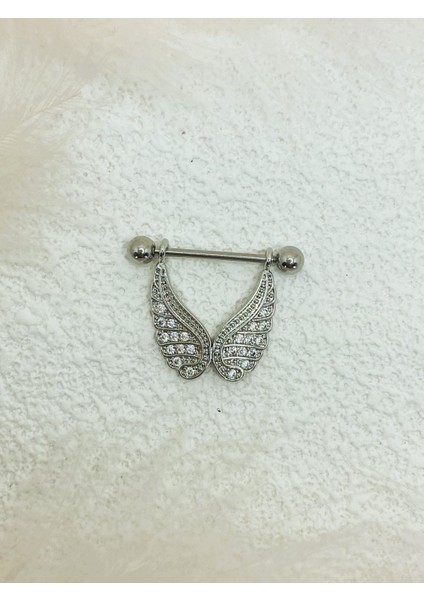 Cerrahi Çelik Gümüş Rengi Göğüs Ucu Piercing Küpe