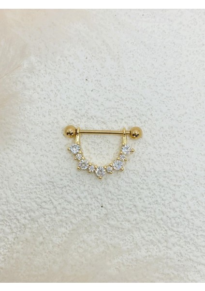 Cerrahi Çelik Altın Rengi Göğüs Ucu Piercing Küpe
