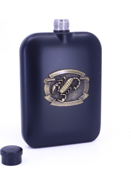 Akrep Kabartma Amblem Paslanmaz Çelik Cep Matarası - Hip Flask 7 Oz