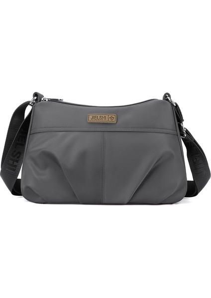 Çapraz Askılı Çanta Taşınabilir Yüksek Kaliteli Su Geçırmez Naylon Kumaş Düz Renk Stili, Koyu Gri (Yurt Dışından)