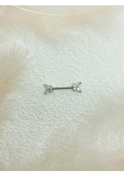 Cerrahi Çelik Gümüş Rengi Göğüs Ucu Piercing Küpe