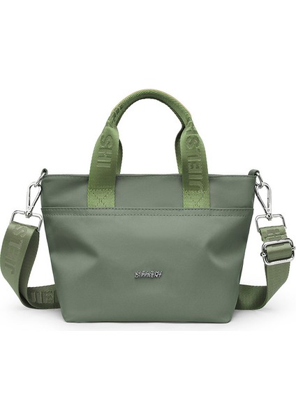 Çapraz Askılı Çanta Taşınabilir Yüksek Yoğunluklu Su Geçırmez Naylon Kumaş Basit ve Popüler Tarz, Açık Yeşil (Yurt Dışından)