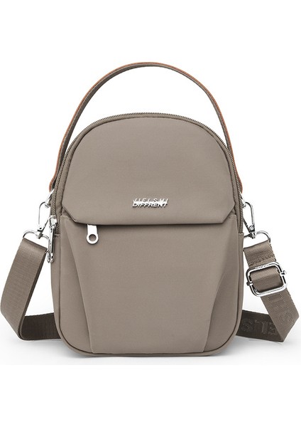 Çapraz Askılı Çanta Taşınabilir Yüksek Yoğunluklu Naylon Kumaş Düz Renk Basit Stil, Gri (Yurt Dışından)