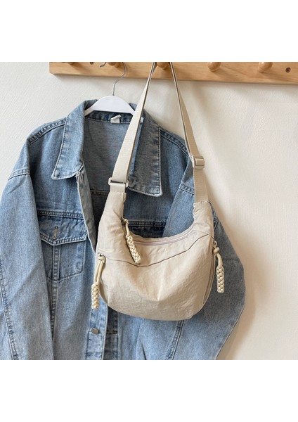Çapraz Askılı Çanta Taşınabilir Sağlıklı Kanvas Kumaş Kaliteli Işçılik Şehirli Sade Tarz, Bej (Yurt Dışından)